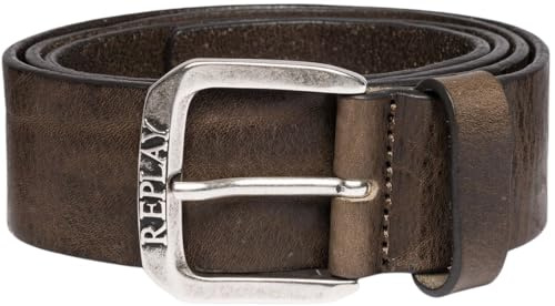 Replay Herren Gürtel aus Leder, Faded Grey Mud 035 (Braun), 100