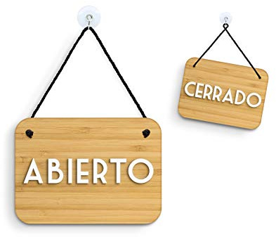 SIGNS - Bambù Retrò Vintage - Abierto/Cerrado - Cartel doble cara signo OC16 - Placa de la puerta colgante de doble cara - Letrero de la tienda comercial reversible