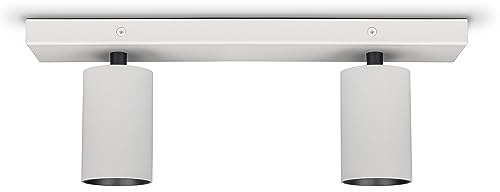 Paco Home Lámpara Techo Salón Mural Focos Basculantes GU10 Luminaria De Techo Moderna Cocina Dormitorio, Farbe_MuVa:Blanco-Negro, Tipo de luminaria___Tecnología:Tipo 1-2x GU10