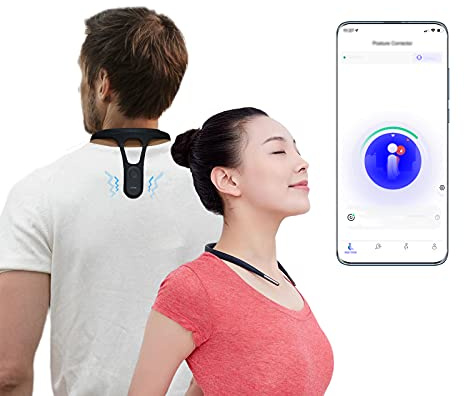 hipee P1 Smart Posture Trainer & Corrector, Control with App, Check Posture in Real Time, Strapless, Boost Health & Temperament (Black)