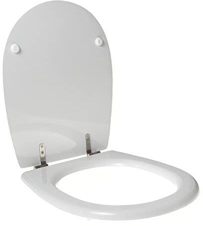 WC-Sitz für Globo Bowl 52/55, Toilettensitz aus hochwertigem Polyester, Scharnier aus Edelstahl, Farbe: Weiß - Verschluss: Lose (Soft Close)