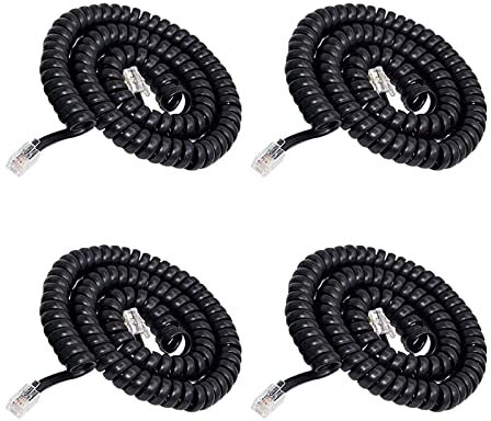 Srup 4 Pezzi Cavo Cornetta Telefono Fisso, Cavo a Spirale per Cornetta Telefonica, Cavo Telefonico Estensibile, Cavo Telefonico Rj9 4P4C, per Telefono Fisso del Ministero Degli Interni