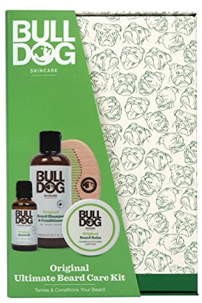 Bulldog Skincare - Original Ultimate Beardcare Kit, Gift Set for Men (x1 Original Beard Shampoo and Conditioner 200 ml, x1 Original Beard Oil 30 ml, x1 Original Beard Balm 75 ml, x1 Beard Comb)