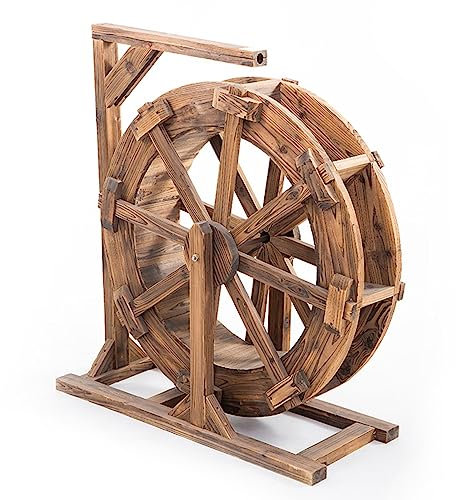 Fuente de Agua para jardín, Fuente de Rueda de Agua, Rueda de Agua de Cascada de Madera Ornamental rústica Vintage, Ruedas de Feng Shui Decorativas para balcón, Estanque, Fuentes d
