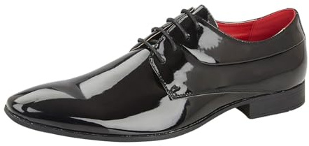 Mens Black Formal Shiny Patent Shoe Smart Party Oxford Wedding Office Dress Size