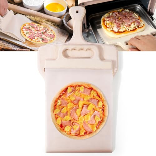 Juome Pala scorrevole per pizza, pala per pizza intelligente per trasferimento super facile, spatola per pizza con manico, pala per pizza scorrevole antiaderente, accessori e forniture per forno per