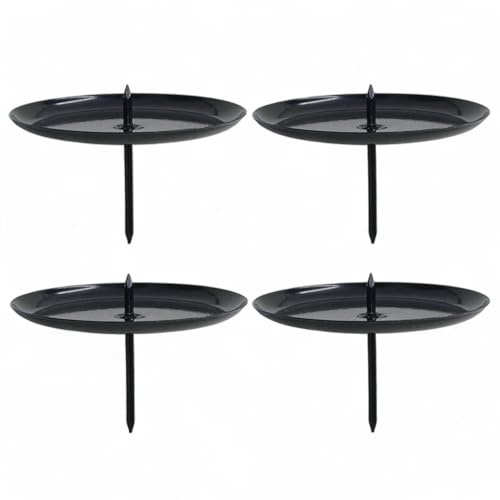 MIJOMA Set di 4 portacandele in metallo – Corona dell'Avvento con spina – Piatto candela per Avvento, matrimonio e anniversario (nero, Ø 60 mm)