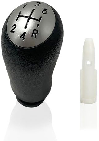 Samos® Pomo Palanca de Cambios 5 Velocidades Negro para Coche + Adaptador - Compatible con Renault Clio, Megane, Scenic, Laguna, Kangoo, Modus, Twingo, Dacia Duster, Logan...