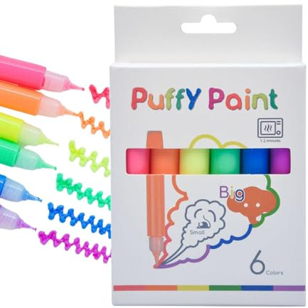 szaluyk markörer för färgläggning | 3D-markörer penna set om 6 | Set med bubbelritpennor | Màgic púffy pennor | 3D-konst ritpenna | målarbok markörset | strumpfyllare för barn, åldrarna 3+