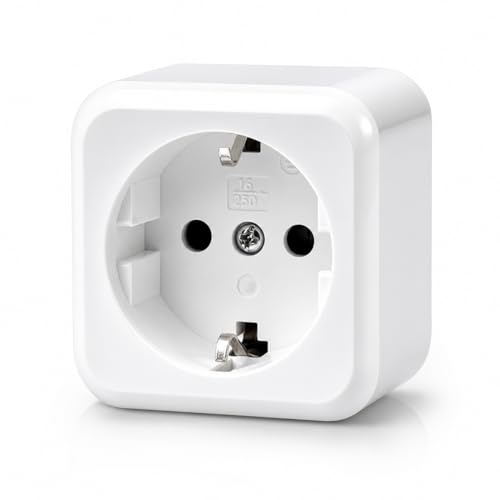 Base Schuko de Superficie Individual, Enchufe Individual para Montaje en Pared, Toma de Corriente para Interior, 10AX, 16A, 250V, Ideal para el Hogar y la Oficina
