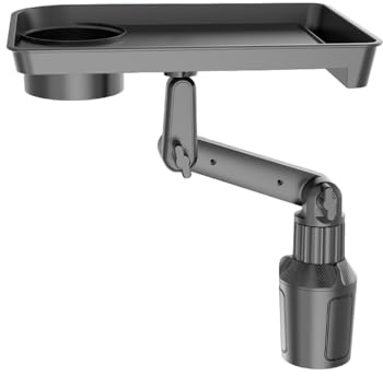 Bandeja para Comida En Coche - Bandeja Extensible para Alimentos Mesa Auxiliar Portavasos,360 Grados Giratoria para Comer en Carretera Viajes Largos en Coche