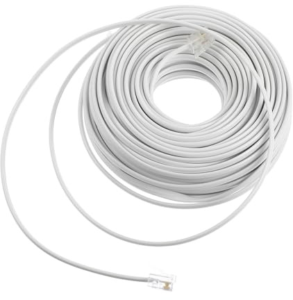 FONDOTIN Cavo Telefonico Prolunga PC Bianco per Connessione Fissa Telefono Fax Modem con Trasmissione Chiara e Riduzione Rumore Adatto per Ufficio e Casa