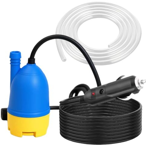 Lawnoval Tragbare Tauchpumpe mit Schmutzfilter, 12 V, selbstansaugend für Wohnmobil, Außendusche, Autowäsche und Wasserübertragung