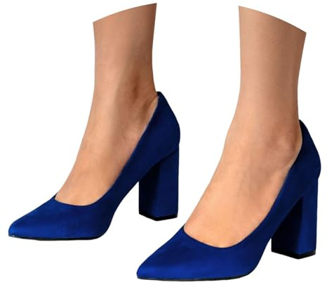 Nuqqichongtian Pumps, tacco piccolo, scarpe con tacco alto, ballerina, elegante, da infilare, con tacco alto