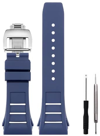 CYKLDS Uhrenarmband aus Silikonkautschuk, 25 mm, Schraubbefestigung, kompatibel mit Richard Mille RM035–25 mm Richard Mille Uhrenarmband, Blau