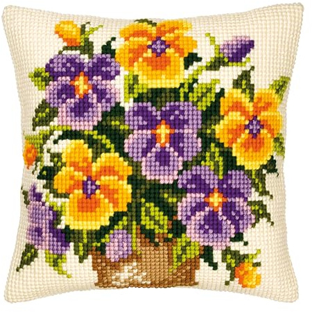 Vervaco Coloured Pansies Cushion Front Cross Stitch Kit