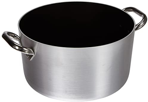 Pentole Agnelli ALSA104S28 Casseruola Alta con Maniglie, Alluminio, Argento, 28 cm
