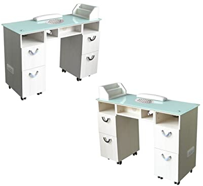 POLIRONESHOP CRETA - Table de Travail Professionnelle pour Reconstruction d'Ongles et Manucure, Design Pratique et Confortable (Crème)