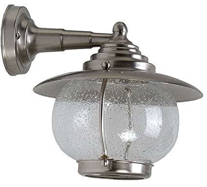 Licht-Erlebnisse Premium Außen Wandleuchte Messing Glas in Nickel rostfrei maritimes Design Lampe Hof Balkon Haus