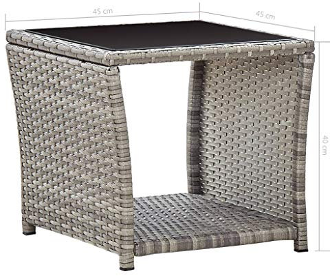 Tidyard Soffbord trädgårdsbord av poly rotting 45 x 45 x 40 cm med en förvaringsyta nedan, balkongbord loungebord soffbord för terrassen eller trädgården