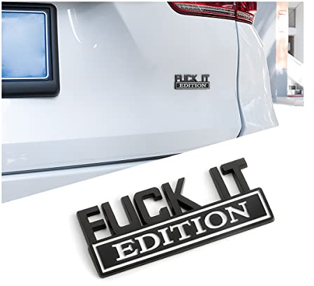 AUCELI 3D Fuck IT Edition Emblem Sticker for Car Exterior, Black/White
