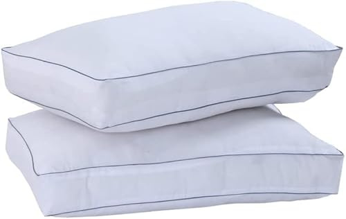 Oliver Bedding Egyptian Cotton Box Pillows Premium Hotel Quality Pillows for Back Stomach and Side Sleepers Down Alternative Filling Bed Pillow Hypoallergenic Breathable Washable Cover (2)