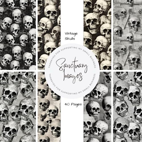 Vintage Skull Scrapbooking Paper: Decorative Craft Paper Pad Supplies, Junk Journaling, Scrapbooking, & Crafting Projects - Double Sided 8.5 x 8.5