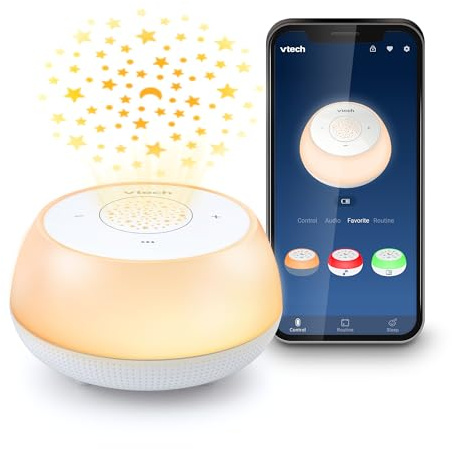 VTech BC8213 V-Hush Junior Sleep Training Soother with 40 Stories, Songs & Sounds - Record Your Own Voice, Portable Bluetooth Speaker, Multi-Color Night Light & Ceiling Projector