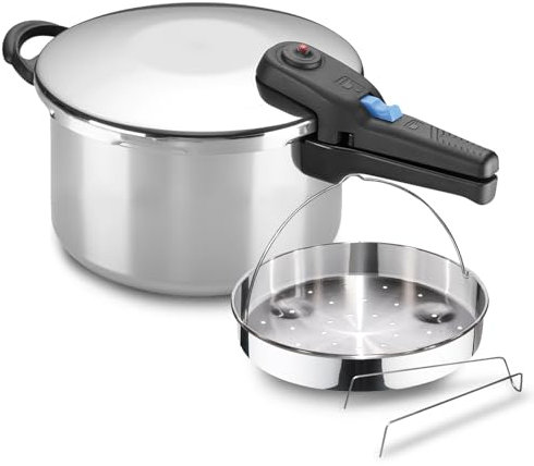 Alza Omega - Autocuiseur Rapide de 4 Litres + Panier, Acier Inoxydable 18/10, Compatible avec Tout Type de Plaques, Induction