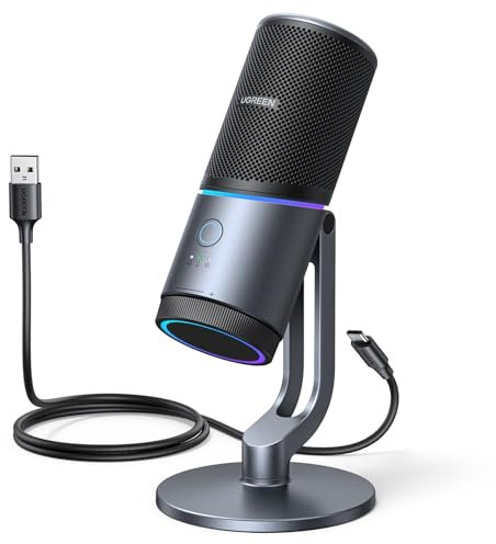 UGREEN Mikrofon Gaming für PC USB Microphone mit RGB Licht 24bit/96kHz Stummschalttaste Gaming Mic für PS5 /PS4 Kondensatormikrofon für Streaming, Gaming, Podcasting, Aufnahme, Laptop