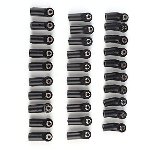 Drfeify Rod End Link Balls for SCX10 II, Plastic Iron, Black Linkage Joint Head 10pcs Silver, M3 Turnbuckle Ends Hollow Balls 10Pack