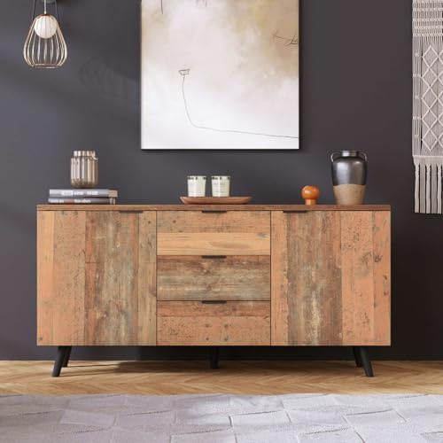PUGSDRLY Buffet avec 3 Tiroirs et 2 Portes,Commode,Meuble Rangement Salon,Moderne Commode Chambre pour de Multiples Scénarios,Buffet Salle a Manger (Buffet-F)