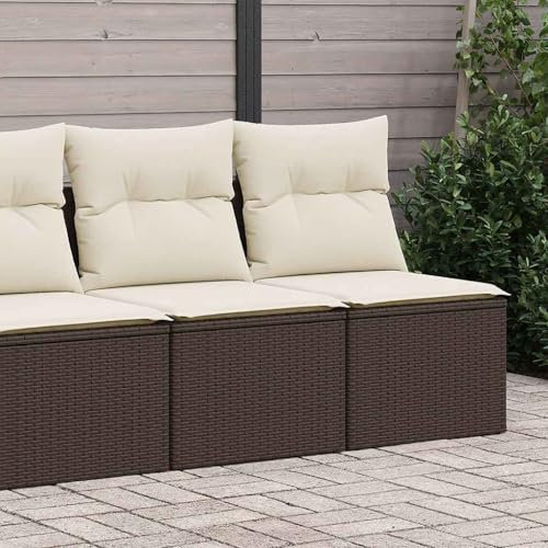 UJCHVHN Home Garden Gartensofa-Set mit Kissen, braun, Polyrattan, Akazie, 4-teilig