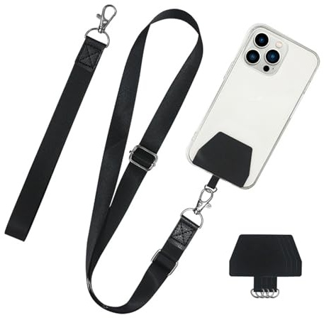 flintronic Cadena para Teléfono Móvil Universal, Cordón de Correa de Muñeca con Llavero y Parche, Colgante para Teléfono Móvil, Compatible la Mayoría de las Fundas de Teléfono