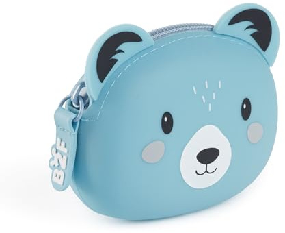 Back2Fun - Monedero Infantil de Silicona Suave con Cremallera, Oso | Portamonedas Pequeño para Monedas y Objetos, 90 x 70 x 35 mm, Diseño de Animal Adorable, Regalo y Material Escolar
