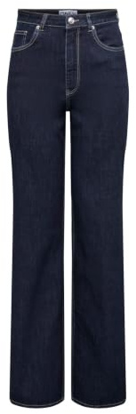 ONLY Jeans Femminili a Gamba Larga ONLJUICY-WAUW a Vita Alta Taglio Gamba Larga Jeans, Blu Jeans Scuro, (L) W x 30L