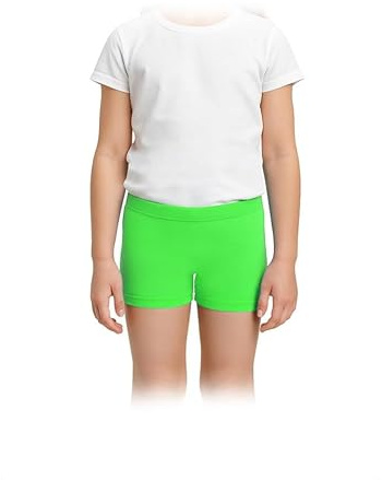 Gum & Berries Girls Hotpants Shorts Childrens Dance Party School Gym Kids Summer Holiday-Neon Green-11-12 Years