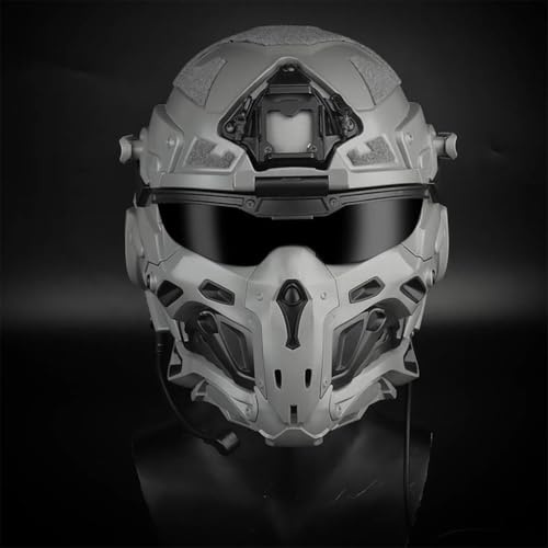 Grigio, Casco Con Cuffie HD Integrate Ventola Antiappannamento Supporto Occhiali Protettivi Regolabili Attrezzatura Tattica Per Uomo Allenamento CS Giochi All'aperto