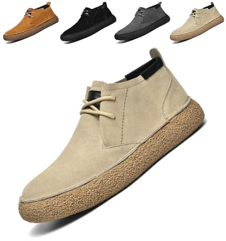 Herr Chukka-stövel, Herr Klassisk Klänning Casual Chukka Stövlar, Mockaskor Med Snörning(Beige Lace Ups,39 EU)