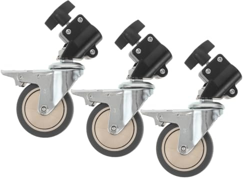 Ciieeo 3pcs Professional Swivel Caster Wheels for Microphone Stands and Audio Carts, 0.866 Inches/22mm Diameter, Smooth Mobility Heavy Duty Load Support, Metal and Plastic Construction,