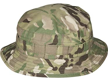 Mil-Com Special Forces Buschhut, leichtes Ripstop-Polycotton, verstellbarer Kinnriemen, Laubbänder, kompakte Krempe, Sonnenschutz, Hut für Jagd, Wandern, Outdoor, Größen 55–61 cm, Milcam, S