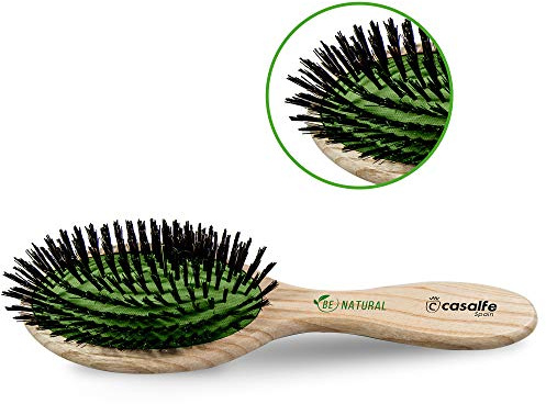 Casalfe Cepillo madera sostenible cerdas naturales - cuida el pelo fino y respeta cuero cabelludo con masaje. ANTI FRIZZ.