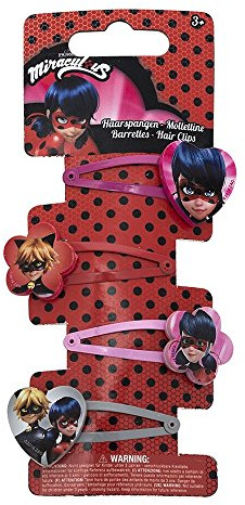 Joy Toy 65981 Figuren & Charactere Miraculous Haarspangen - 4 Motive - auf backercard 5x1x15 cm, girls, Lavendel, Orange, Grau