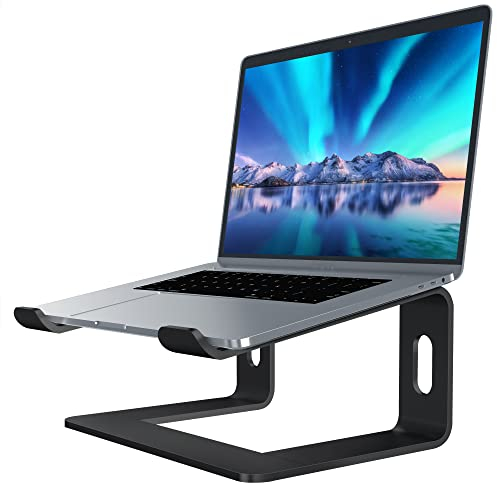 SOUNDANCE, Supporto sollevatore per notebook, in alluminio, ergonomico, da scrivania, compatibile con notebook da 10 a 15,6 pollici, nero