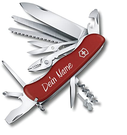 Taschenmesser Work Champ mit Wunsch Druck auf der Schale I Geschenk für Männer Frauen I zum Geburtstag I Schweizer Taschenmesser personalisiert mit 21 Funktionen 0.8564