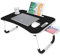 unycos - Betttablett Klappbar, Frühstückstablett mit Griff und Getränkehalter, Serviertisch, Ideal für Lesen und Arbeiten, Auch als Lapdesk Verwendbar 60x40x26 cm (Schwarz mit Schublade)