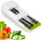 Mejorado Organizador de Cuchillos para Cajón, 2 Niveles Portacuchillos de Cocina apto para 9 Cuchillos, Extraíble y Antideslizante, Bloque de Cuchillos de Cocina con Ranura para Cuchillos, Blanco