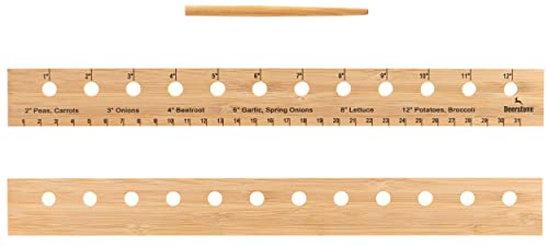 Deerstone Seed Planting Ruler and Mini Dibber Set Plant Spacing for Sowing Vegetables Bamboo 12 Inches