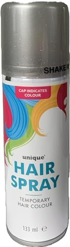 Spray de couleur temporaire pour cheveux lavable pour fête costumée Accessoires de fête Halloween 133 ml (1, laque à paillettes argentées)