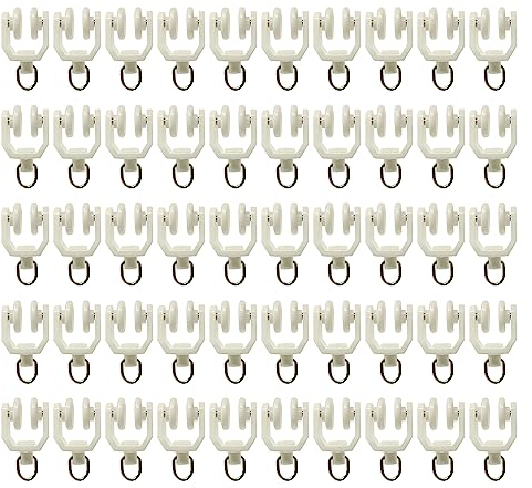 UMCHU 50 Stück Vorhangschienenrolle, Kunststoff mit Zwei Rädern, Vorhanggleiter, geräuschlose Rolle, Richtungsrolle, für Vorhangschienen